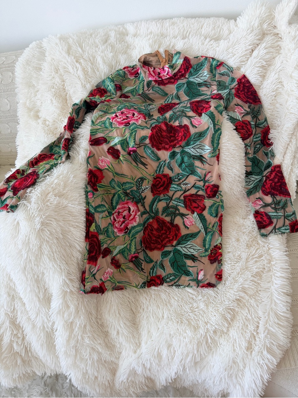 Long sleeve Flower Embroidery Mini dress Medium for @cstiggs16 - Picture 9 of 17